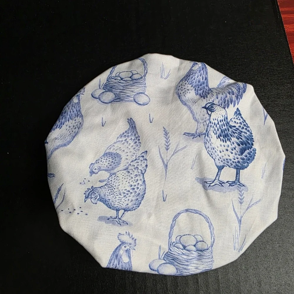 White Country Blue Chickens Floral KitchenAid Mixer Mixing Bowl Cover Baking